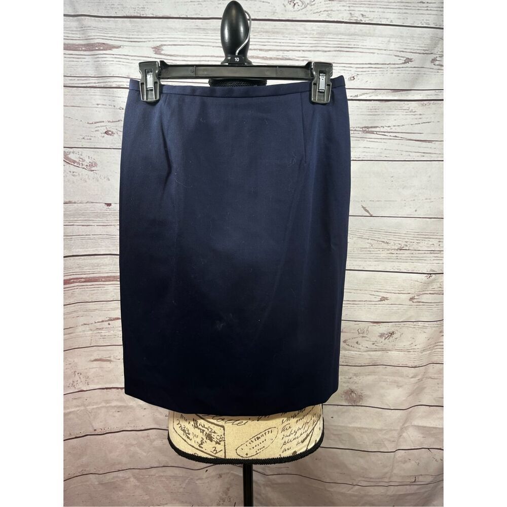 Navy Blue Pencil Skirt Knee Length Professional Business Office Wear Women